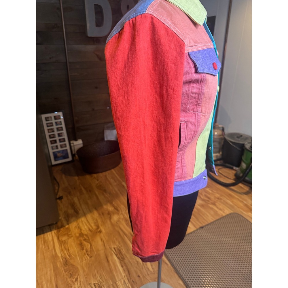 VTG Mokuyobi Rainbow Colorblock Denim Jacket Made in USA Dopamine Dressing XXS - Picture 16 of 16